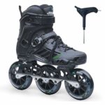 Jaspo Vitesse-110 Inline Shoe Skates 3 Wheels Inline 110mm Roller Skates Blades for Adult Women Men (Medium, Black)