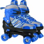 Lyrovo Roller_Derby_Wheel With Break For Boys Kids And Girls Adjustable Skating Shoe (L, Blue)