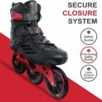 HCN 3 Wheel Inline Skates Skating Shoes for Boys and Girls Age 10 to 14 Years Liner Roller Skates for Kids with Skating Protection Kit Set, Size Large (RED)