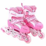 BELLABOTA Adjustable Inline Roller Skates Outdoor Skating Shoes Roller Blades with Featuring Wheels for Kids (Pink)