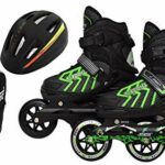 jaspo Atom Adjustable 100 Mm Inline Skates Combo With K2 Technology For Unisex_Youth(Green, Medium)