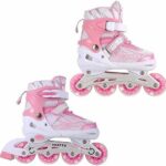 Viragana Enterprise Toys Best Inline Skates, Adjustable Inline Roller Skates for Kids, Teens and Adults, Unisex Outdoor Skating Shoes Roller Blades with Featuring Wheels for Skating. (Pink)