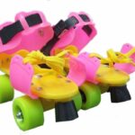 Supreme Latest Designed Roller Skates with Front Break for Kids Age Group 4-12 Years Adjustable Inline Skating Shoe (PINK OR YELLOW COLOR)