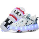 CEIEOE Kids Roller Shoes – Upgraded 4 Wheels 16 LED Model Colorful Rechargeable Boys Girls Sneaker Retractable Wheels Skateboarding Shoes for Beginner More Balanced Party Birthday Christmas Best Gift