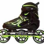 HCN 3 Wheel Inline Skates Skating Shoes for Boys and Girls Age 10 to 14 Years Liner Roller Skates for Kids with Skating Protection Kit Set, Size Large (GREEN)