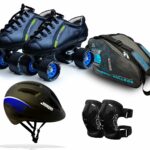 Jaspo Hail Stone Eco Shoe Skate Combo (Shoe Skates+ Helmet+Knee+Bag) (Size-5 UK (Age 11-12 yrs))