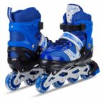 GTORO Inline Skates, Adjustable Inline Roller Skates for Boys Kids & Girls, 7 to 14 Years Unisex Outdoor Skating Shoes Roller Blades with Led Flash Lights Featuring Wheels for Skating (4 Wheel)