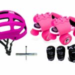 jaspo Unisex Pink Heaven Intact Junior Skates Combo (Outdoor Wheel Skates+Helmet+Knee+Elbow) Suitable For Age Upto 5 Years