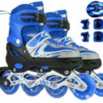 Diswa Adjustable Aluminium Inline Skates Combo Set for Boys Kids and Girls