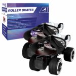 STRAUSS Unisex Senior Tenacity Roller Skates | Roller Blades for Kids | Adjustable Shoe Size | Ideal for Indoor and Outdoor Skating | Suitable for Age Group Above 6 Years | Weight Capacity 80kgs,Black