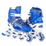 GShop 4 Wheel Inline Skates Skating Shoes for Boys and Girls Age 10 to 20 Years Liner Roller Skates for Kids Shoes Roller Blades PU Strong Wheels Aluminium with LED Flash Light on Wheels (Blue)