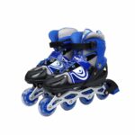 WireScorts New Inline Skates, Adjustable Inline Roller Skates for Boys Kids & Girls, 7 to 14 Years Unisex Outdoor Skating Shoes Roller Blades with Led Flash Lights Featuring Wheels for Skating – Blue