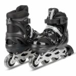 EONWISE Inline Skates with PU Flashing Wheel Aluminum Body in-Line Skates with Size Adjustable with LED Flash Lights Set for Boys Kids and Girls Length for Age 8-16 Years (black)