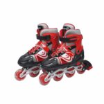 WireScorts New Inline Skates, Adjustable Inline Roller Skates for Boys Kids & Girls, 7 to 14 Years Unisex Outdoor Skating Shoes Roller Blades with Led Flash Lights Featuring Wheels for Skating – Red