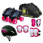 Jaspo Skater Girl Pro Shoe Skate Combo(Shoe Skates+ Helmet+Knee+Elbow+Wrist+Bag) (Size-3 UK(Age 9-10 yrs), Skater Girl PRO)