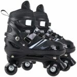 Lyrovo Roller Skates with Break for Boys Kids and Girls Adjustable Skating Shoe (M, Black)