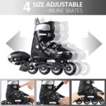 OBIXO New Inline Skates, Adjustable Inline Roller Skates for Boys Kids & Girls, 7 to 14 Years Unisex Outdoor Skating Shoes Roller Blades Featuring Wheels for Skating (Black)