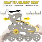 VKDAS Skating Shoes for Boys/Girls 4 Wheel Inline Skates Age 7 to 15 Years Liner Roller Skates for Kids/Boys Shoes Roller Blades PU Strong Wheels Aluminium with LED Flash Light on Wheels (Black)