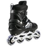 Rexmon Aluminum-Alloy Adjustable Inline Skates, 70mm Wheels,(Black)