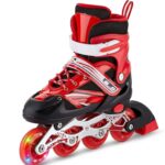 GTORO Adjustable Size Inline Skates with LED Flash Light On Wheels for Kids – Age 7 to14 Years (Multicolour – Multidesign, Multicolour-Multidesign