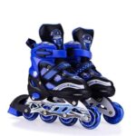 OBIXO New Inline Skates, Adjustable Inline Roller Skates for Boys Kids & Girls, 7 to 14 Years Unisex Outdoor Skating Shoes Roller Blades Featuring Wheels for Skating (Blue)