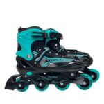 Veera Large Size Inline Skates | 4 Wheels Adjustable Skating Shoes for Unisex Kids | 70 mm PU Illuminating Led Lights Wheels with ABEC-7 Bearing | Age Group 15 to Green