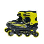 Veera Extra Large Size Inline Skates | 4 Wheels Adjustable Skating Shoes for Unisex Kids | 70 mm PU Illuminating Led Lights Wheels with ABEC-7 Bearing | Age Group 19 to 22 Years | Yellow