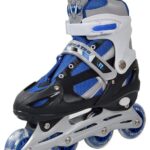 E-LUXE EMPORIUM Inline Skating Super Quality High Adjustable Shoes 4 Wheeler Aluminum Body LED Flash Light Boys Kids and Girls (Multicolor)