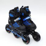 Veera Medium Size Inline Skates | 3 Wheels Adjustable Skating Shoes for Unisex Kids | 100 mm PU Wheels with ABEC-9 Bearing | Age Group 11 to 14 Years | Blue