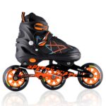 3 Wheel Inline Skates | Adjustable PU Wheel Roller Skating Shoes for Boys and Girls (Large, 35-38, Orange)