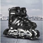 KAHUMBO Assemble Inline Skates Size Adjustable All PU Wheels with Aluminum-Alloy, LED Flash Light, Age Group 6-22 Years (Black)