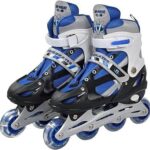 KELLY MILLER Inline Skates Size Adjustable All Pure PU Strong Wheels Aluminium with LED Flash Light on Wheels, Age Group 6-15 Years (Multi Color/Color May Vary)