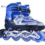 Z-ZERONTE Adjustable Aluminium Body Inline Skates Combo Children Skate with inbuild tyre led Light with maunual breack System alluminium Adjustable Lenth Unisex-Adult 4 Adjustable Size(Multicolor)