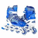 Skates Kit for Kids and Adults with All Illuminating Wheels, Outdoor Blades Roller Skates Adjustable Inline Skating Shoes for Sport, Boys,Girls (Blue)