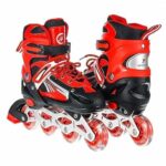 Skates Kit for Kids and Adults with All Illuminating Wheels, Outdoor Blades Roller Skates Adjustable Inline Skating Shoes for Sport, Boys,Girls (RED)