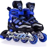 Relizaa Inline Skates with Front LED Flash Light up Wheels Aluminum Body Beginner Skates Fun Illuminating Roller Skates Best Gift for All Kids Boys & Girls