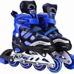 DADA New Inline Skates, Adjustable Inline Roller Skates for Boys Kids & Girls, 7 to 14 Years Unisex Outdoor Skating Shoes Roller Blades with Led Flash Lights Featuring Wheels for Skating (4 Wheel)