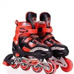 Kankodo,Inline Skates with PU Flashing Wheel Aluminum Body in-Line Skates with Adjustable Length for Age 10-16 Years