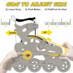 REWOP Roller Skates Adjustable Inline Skating Shoes for Boys Kids & Girls, 7 to 15 Years Unisex Outdoor Skating Shoes Roller Blades PU Strong Wheels Aluminium with LED Flash Light on Wheels (Black)