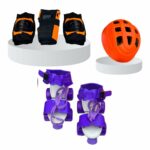 RAR SPORTS Unisex DrySkate Combo (Skates+Helmet+Knee +Elbow+Wrist Support) (Age 3-8 yrs) Roller Skates – Size 2 UK (Purple Skates & Orange or Red Safety Kit)