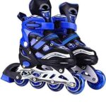 Kn2 MART Adjustable Skates Shoes for Kids Boys Girls Light Up Wheels LED Flashing Roller Skating for Indoor Outdoor (Blue)