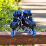 Blue Inline Skates RollerSkates: 4-Wheel Skating Shoes for Boys 10 to 14 Years – Roller Skate Shoes for Kids, Boys, and Girls – Liner Skating Boots for School Sports