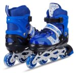 Vishvins Adjustable Size Inline Skates with LED Flash Light On Wheels for Unisex Kids