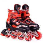 Kn2 MART Adjustable Skates Shoes for Kids Boys Girls Light Up Wheels LED Flashing Roller Skating for Indoor Outdoor (Red)