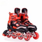 VBE® Red Colors Adjustable Inline Roller Skates for Kids, Teens and Adults, Unisex Outdoor Skating Shoes Roller Blades with Featuring Wheels for Skating (Colerfull Skating)