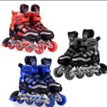 FLORISCA® Inline Skates Adjustable Inline Roller Skates for Boys Kids Girls Unisex Outdoor Skating Shoes Roller Blades with Featuring Wheels for Skating 4 Wheel Skating Shoes Inline Skates