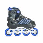 KAMACHI K-1006 Adjustable Aluminium Body Inline Skates (Blue, Medium)