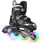 Yasamazing Inline Skates, Adjustable Inline Roller Skates for Kids, Teens and Unisex Adults, Unisex Outdoor Skating Shoes Roller Blades with Featuring Wheels for Skating Beginners (Multicolor)