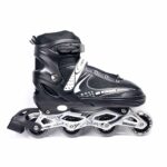 Veera New Inline Skates, Adjustable Inline Roller Skates for Boys Kids & Girls, All Years Unisex Outdoor Skating Shoes Roller Blades Wheels for Skating (XL, Black)