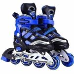 Veloxi EXIM New Inline Skates, Adjustable Inline Roller Skates for Boys Kids & Girls, 9 to 20 Years Unisex Outdoor Skating Shoes Roller Blades with Led Flash Lights Featuring Wheels for Skating